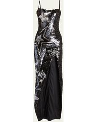 Balmain - Long Star Sequin-embroidered Dress - Lyst