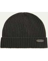 Brioni - Cashmere Rib Leather-Label Beanie Hat - Lyst