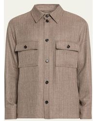 Loro Piana - Jim Wool And Linen Herringbone Overshirt - Lyst