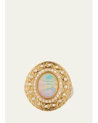 Sydney Evan - 14K Marquise Eye Opal Cabochon Signet Ring With Diamonds - Lyst