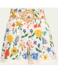 Cara Cara - Palmer Floral Cotton Belted Shorts - Lyst