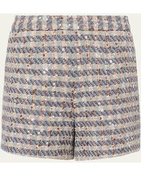 L'Agence - Ashton Plaid Tweed Shorts - Lyst