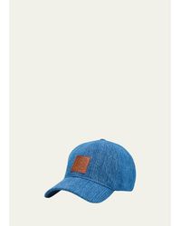 Loewe - Leather Anagram Patch Denim Baseball Cap - Lyst
