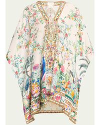 Camilla - Plumes And Parterres Crystal Lace-up Mini Kaftan - Lyst