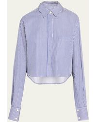 Jonathan Simkhai - Renata Cropped Cotton Stripe Button-front Shirt - Lyst