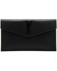 Saint Laurent - Uptown Ysl Pouch In Grained Leather - Lyst
