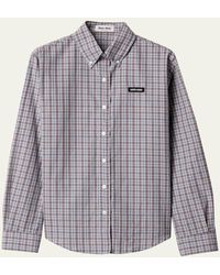 Miu Miu - Check Long-Sleeve Button-Down Shirt - Lyst