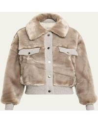 FAZ - Short Faux-Fur Bomber Jacket - Lyst