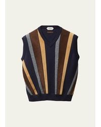 Versace - Suede Patchwork Sweater Vest - Lyst