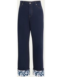 Burberry - Raw Straight-leg Jeans With Rose Cuffs - Lyst