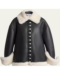 Loewe - Leather Button-Front Jacket With Shearling Lining - Lyst