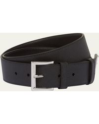 Prada - Triangle Logo Saffiano Leather Belt - Lyst