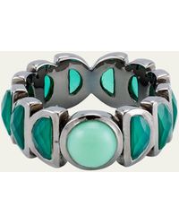 Nakard - Luna Band Ring With 6mm Half-moon Green Onyx And Round Chrysoprase - Lyst