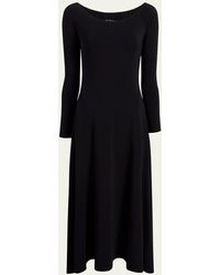 Another Tomorrow - Off-the-shoulder Long-sleeve Leotard Midi Dress - Lyst