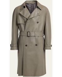 Brioni - Leather Trench Coat - Lyst