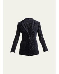 Giorgio Armani - Swirl Jacquard Jersey Single-Breasted Blazer Jacket - Lyst