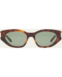 Saint Laurent - Monochrome Acetate & Metal Cat-eye Sunglasses - Lyst