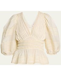Sea - Mable Puff-sleeve Pleated Top - Lyst