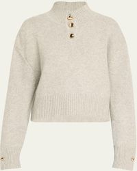 Brandon Maxwell - Rowe Macroon-Button Crop Henley Sweater - Lyst