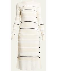 Proenza Schouler - Rachel Striped Button-side Rib Midi Sweater Dress - Lyst