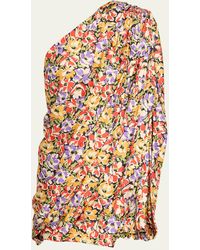 Stella McCartney - One-shoulder Draped Floral Print Mini Dress - Lyst