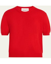 Nackiyé - Pearl Cashmere Short-Sleeve Crewneck Sweater - Lyst