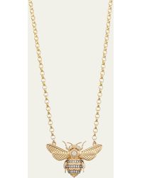 Harwell Godfrey - Mini Bee Pendant Necklace With Diamonds - Lyst