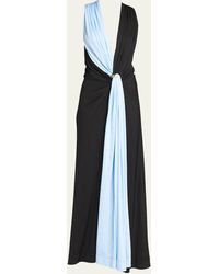 Bottega Veneta - Lightweight Contrast Draped Jersey Dress - Lyst