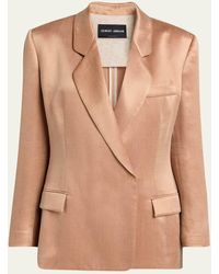 Giorgio Armani - Cupro Double-Breasted Blazer Jacket - Lyst