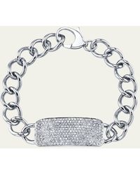 Sheryl Lowe - Pave Diamond Id Tag Chain Bracelet - Lyst