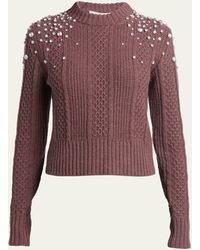 Golden Goose - Cropped Cable-knit Crystal Sweater - Lyst