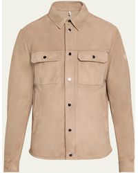Moncler - Suede Snap-front Overshirt - Lyst