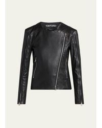Tom Ford - Collarless Leather Moto Jacket - Lyst
