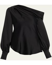 Jonathan Simkhai - Alice Draped Satin One-Shoulder Top - Lyst