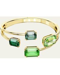Swarovski - Millenia Gold-tone Octagon-cut Green Crystal Bangle Bracelet - Lyst