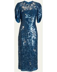 Erdem - Crystal Embroidered Short-sleeve Sequin Midi Dress - Lyst