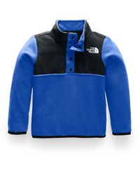 The North Face Girl's Glacier Colorblock Snap Front Pullover Jacket - Blue