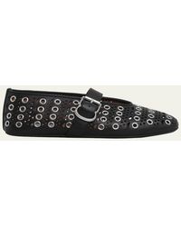 Alaïa - Vienne Buckle Eyelet & Laser-Cut Leather Ballet Flats - Lyst
