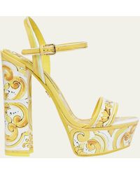 Dolce & Gabbana - Formal Tile-print Leather Platform Sandals - Lyst