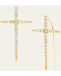 Sheryl Lowe - 14k Baby Cross Stick Earrings - Lyst