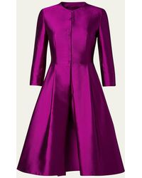 Akris - Silk Knee Length Coat Dress - Lyst