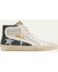 Golden Goose - Slide High-top Glitter Leather Sneakers - Lyst