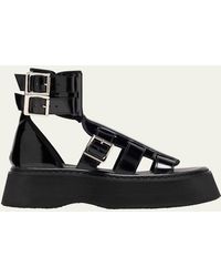 Junya Watanabe - Glossy Leather Buckle Cuff Sandals - Lyst