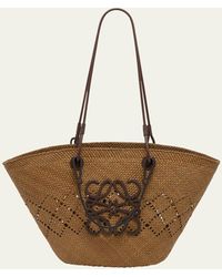 Loewe - X Paula's Ibiza Medium Anagram Basket Tote Bag In Iraca Palm With Leather Handles - Lyst