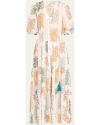 Hannah Artwear - Anyeta Paisley Cotton Short-sleeve Tiered Midi Dress - Lyst