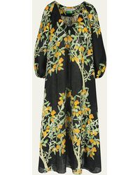 BERNADETTE - Flower Printed Linen Maxi Dress - Lyst
