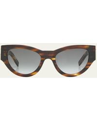 Saint Laurent - Ysl Havana Plastic Cat-eye Sunglasses - Lyst