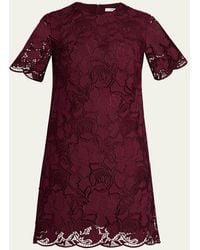 Erdem - Embroidered Cutwork Short-Sleeve Mini Dress - Lyst