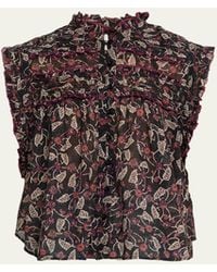 Isabel Marant - Dersia Floral Ruffled Cotton Button-Front Top - Lyst