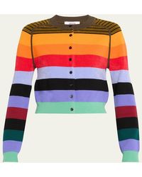 Christopher John Rogers - Striped Cropped Wool Cardigan - Lyst